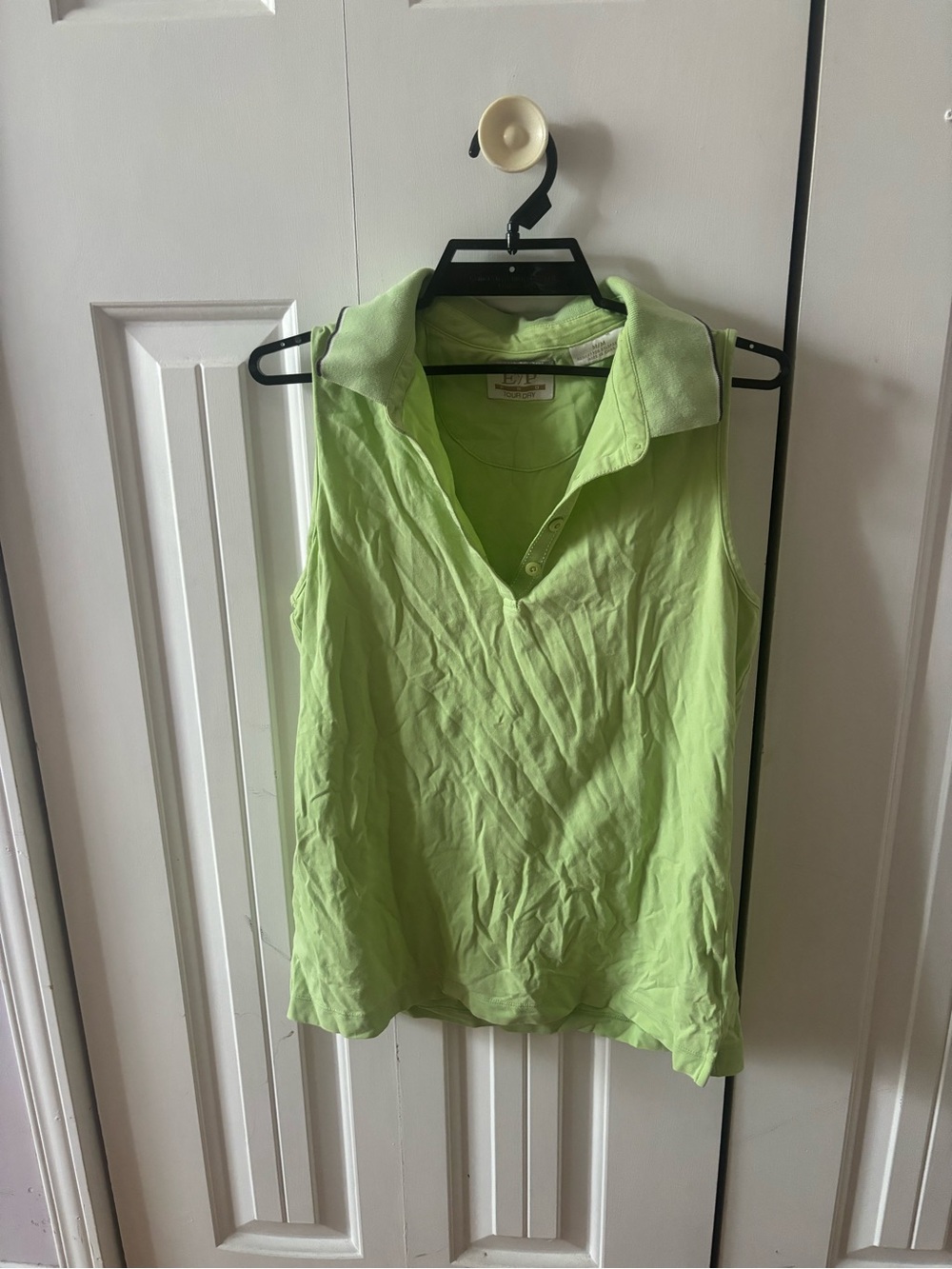 Sleeveless Polo Tank Top - Lime Green